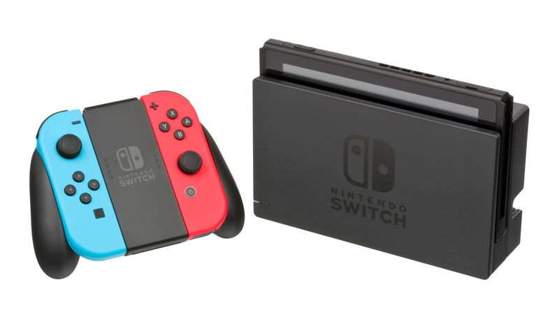Nintendo Switch OLED Neon Red Blue Docked TV Play Showcase