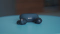 Wireless earbuds close up